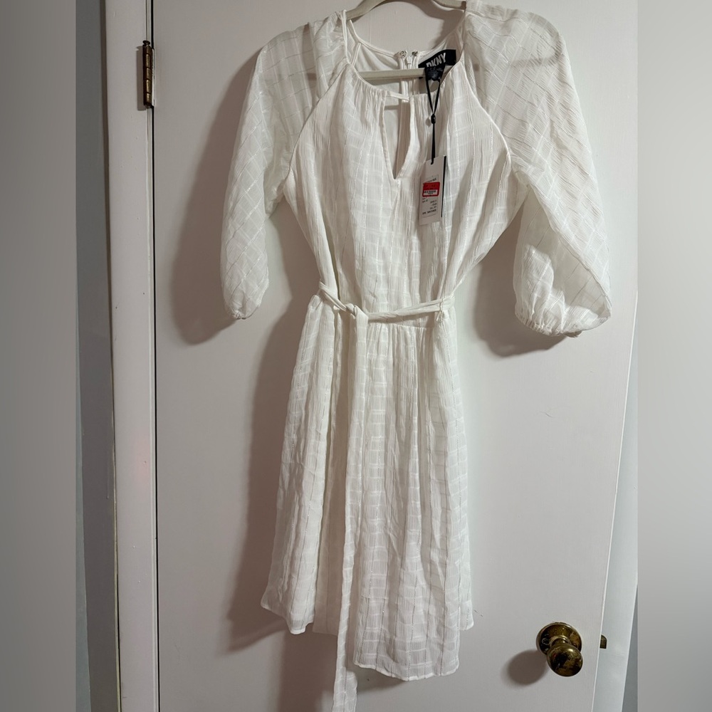 NWT DKNY White Textured Dress